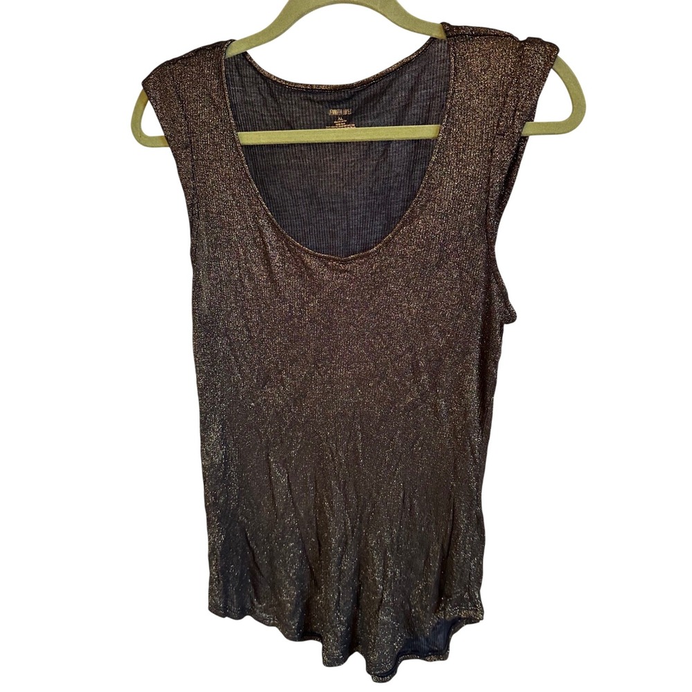 Jennifer Lopez‎ Metallic Gold Black Sleeveless Tank Top Blouse Extra Lage XL